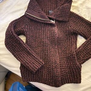 Gap Chunky Marled Asymmetrical Zip Cardigan